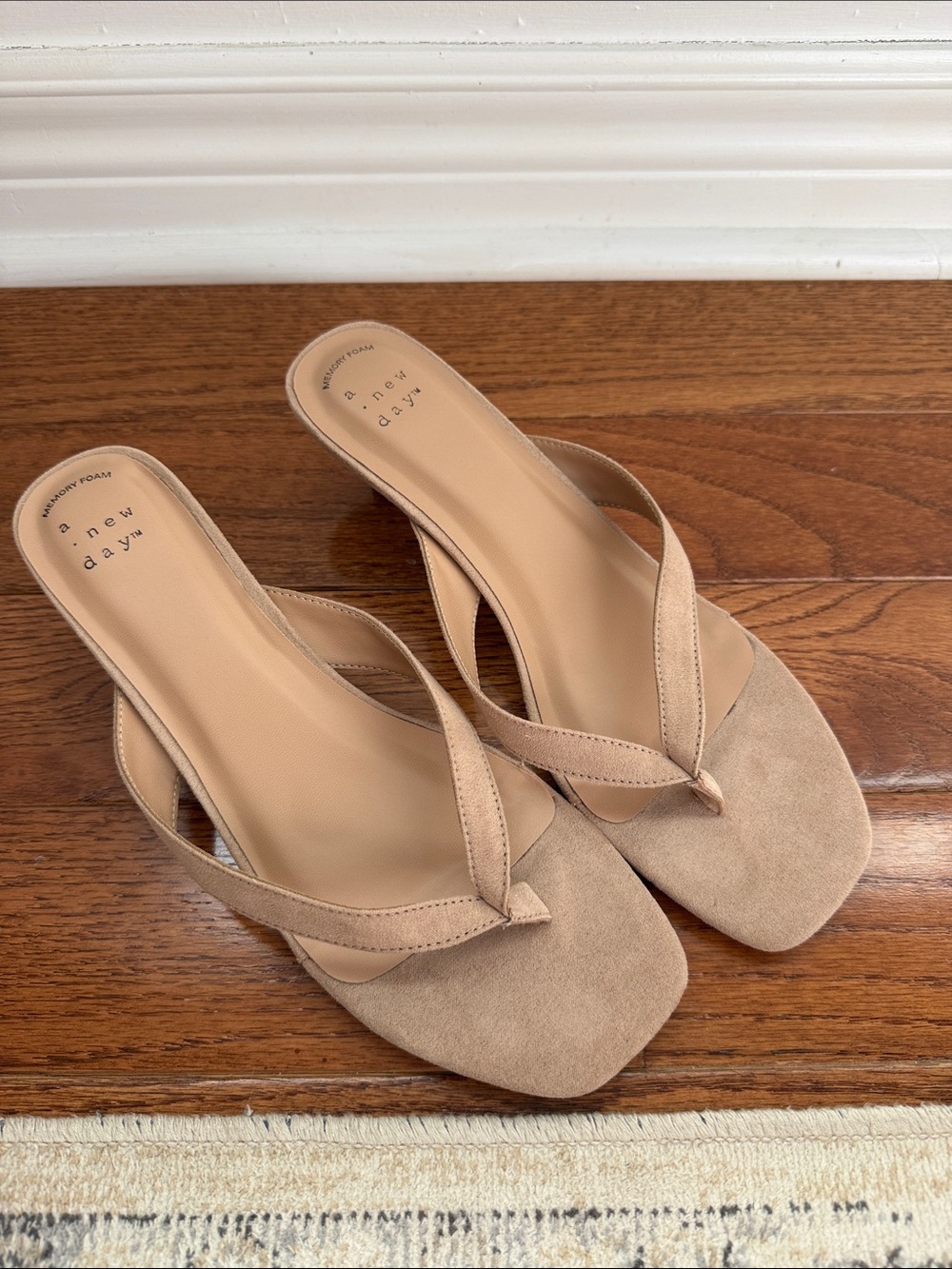 Brand new never worn beige suede like kitten heel with memory foam